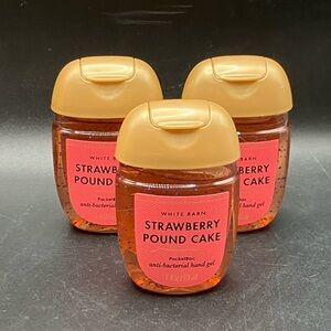 White Barn Strawberry Pound Cake Hand Sanitizer Gel Bath and Body Works Lot of 3